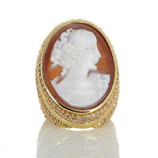 Amedeo NYC Cameo CZ Beehive Goldtone Ring   25mm