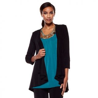 slinky brand 34 sleeve duster jacket with drape front d