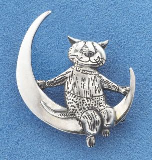 Edward Gorey Sterling Silver Moon Cat Pin