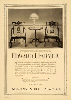1930 Ad Edward I. Farmer Antique Ribband Back Arm Chair   ORIGINAL