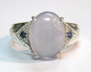 Ellensburg Blue Agate Sterling Ring w Sapphires Sz 10 2