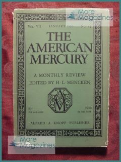 American Mercury January 1926 Edward MacDowell Colony Hendrik Willem