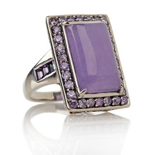 Jade of Yesteryear Lavender Jade and CZ Sterling Silver Ring