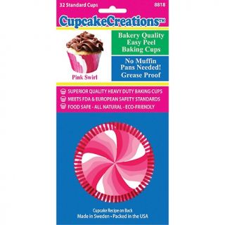  Cookie Decorating Cupcake Creations Baking Cups 32 pack   Pink Swirls