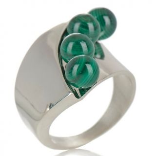 Jay King Malachite Bead Sterling Silver Bypass Ring