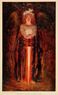 1974 Angel Flaming Sword Edwin H Blashfield Print Nice Original