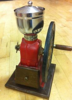 Vintage Elma Red Cast Iron Wheel Crank Coffee Grinder