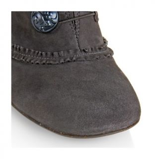 Naya Leather Shootie with Suede Ruffle and Button Trim at