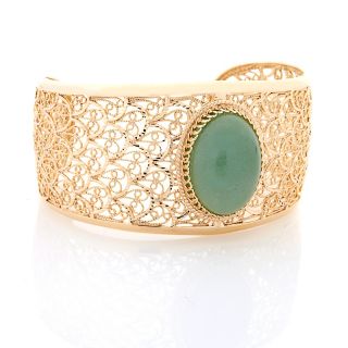 Technibond® Oval Aventurine Filigree 7 1/2 Cuff Bracelet