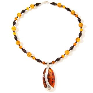 Age of Amber Multi Colored Amber Beaded Sterling Silver 18 Necklace
