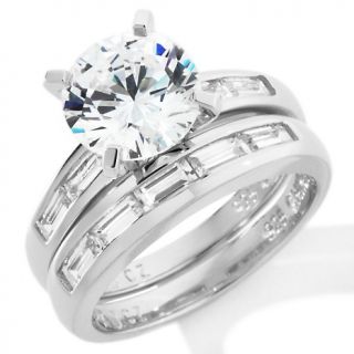 Absolute 3.9ct Absolute™ 9mm Round and Baguette 2 piece Ring Set