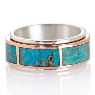 Mine Finds by Jay King 2 Tone Kingman Turquoise Mens Spinner Ring