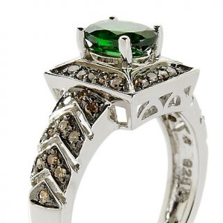 97ct Chrome Diopside and Champagne Diamond Sterling Silver Ring