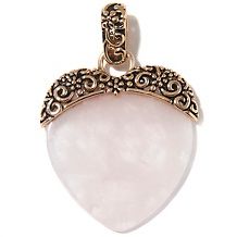 studio barse rose quartz bronze heart pendant $ 19 95 $ 56 90