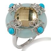 Opulent Opaques Lemon Quartz, ite and Turquoise Sterling Silver