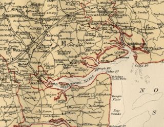 Essex County England Detailed 1889 Map showing Town; Cities