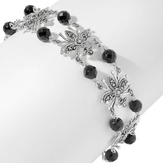  black onyx and marcasite sterling silver line bracelet rating 4 $ 55