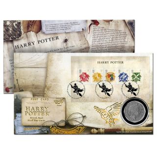 Harry Potter 1st Day Cover of 5 Stamps, 50 Pence Coin