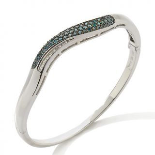 02ct Blue and White Diamond Sterling Silver 7 Bangle Bracelet