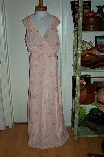 Shabby Pink & Chic Flowers Miss Elaine 1940s Nightgown Sz 48 or 18