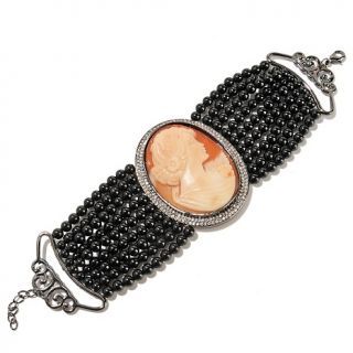 Amedeo NYC® Marisa 50mm Cornelian Cameo CZ and Onyx Bead Brace at