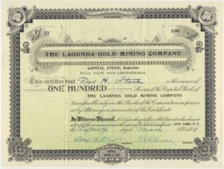 1898 stock lagonda gold mining co eldora colorado