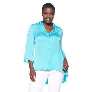 Queen Collection Queen Collection Woven Blouse with Knit Back