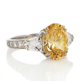 Xavier 5.31ct Absolute™ Canary Oval and Geometric Sides Ring