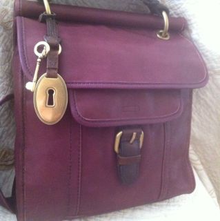 Fossil Emory Crossbody Flap Purple Leather Bag Handbag NWT ZB4869515