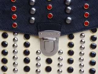  Studded Saffiano Leather Portfolio Clutch Bag Sold Out