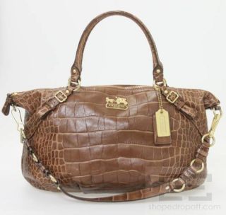 Coach Brown Leather Croc Embossed Large Madison Exotic Sofia Bag