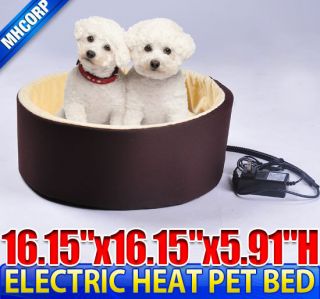   16 1 Dog Cat Pet Electric Heat Bed Mat Pad Sleeping Warmer Round