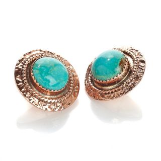 Chaco Canyon Southwest Round Green Turquoise Copper Earrings