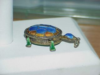 Antique Jewelry Chinese Export Silver Filigree Cloisonne Turtle