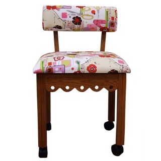 Arrow Gingerbread Sewing Chair with Storage   Oak