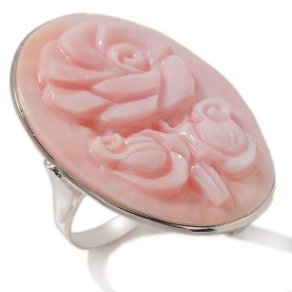 Italy Cameo by M+M Scognamiglio® 35mm Pink Conch Oval Rose Rin at