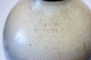  Pennsylvania Stoneware Salt Glaze Jug Evan R Jones Pittston PA