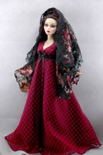 Evangeline Ghastly 17 doll outfit red dress gown floral shawl