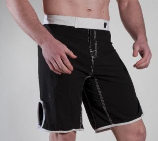  Blank MMA Shorts Black with White Trim