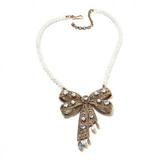 Nicky Butler Moonstone and Cultured Freshwater Pearl Bronze Bow Drop