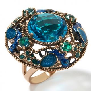 Sajen Bronze by Marianna and Richard Jacobs Peacock Blue Quartz Rin