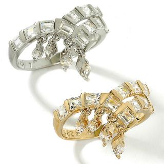 Absolute Baguette V Ring with Marquise Dangles   1.38ct at