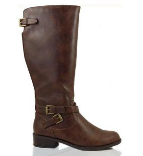 Womens Riding Boot Equestrian Tall Faux Leather Buckle Sodashoes Bio