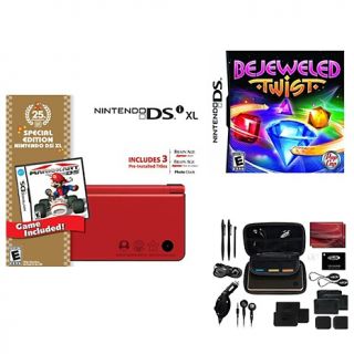 Nintendo Red DSi Xl Anniversary System w/Mario Kart Bundle