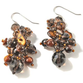 CL by Design Shell and Gem Cluster Drop Earrings