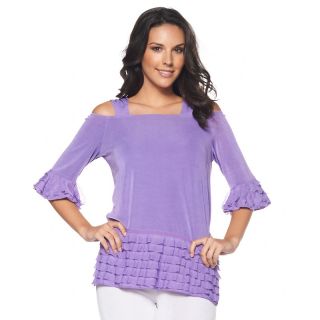 Slinky® Brand Cold Shoulder Tunic with Ruffle Detail at