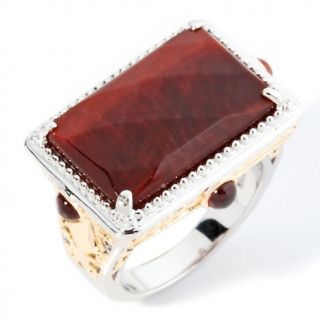 Two Tone Red Tigers Eye and Garnet Ring