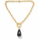 Bellezza Classico Black Agate Bronze Teardrop 18 Necklace