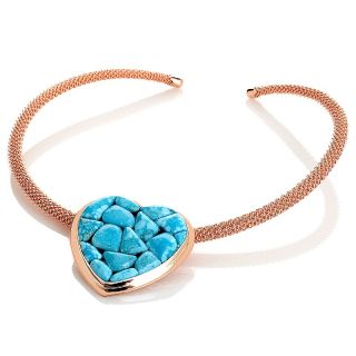 Jay King Turquoise 2 Tone Heart Shape Pendant and 17 Copper Collar