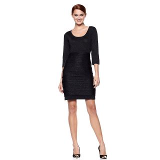 CARMEN Carmen Marc Valvo Shutter Tiered Scoop Neck Dress